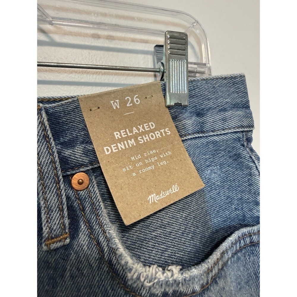 Madewell NWT Relaxed Denim Shorts in Homecrest Wash: Ripped Edition Size 26 - Picture 4 of 8